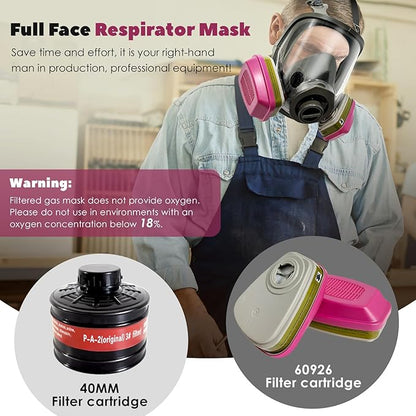 Full Face Respirator Mask - Gas Masks Survival Nuclear and Chemical for Asbestos, Fume, Resin, Dust and Chemical