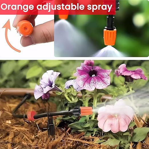 100ft Drip Irrigation System with 50 Adjustable Sprinklers – Automatic Garden Watering System for Outdoor Plants, Lawns, Flower Beds – Efficient Water-Saving Sprinkler System