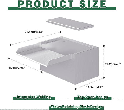 Waterfall Pool Fountain LONGRUNNEW 304 Stainless Steel 9.06" Rectangular Waterfall Spillway, Water Fall Fountain with Pipe Connector for Garden Outdoor, Swimming Pools, Fountains, Pond and Spa