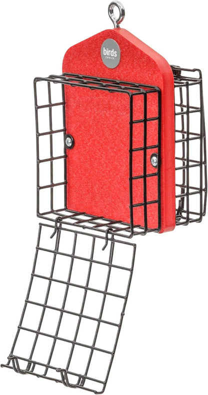 Bird's Choice Suet Feeder for Two Cakes in Red Recycled Plastic