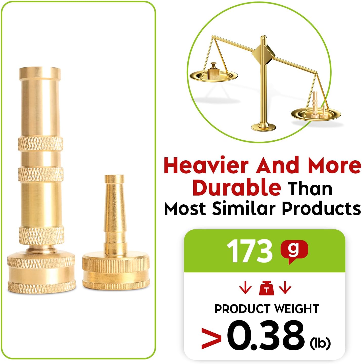 Hose Sprayer Nozzle Sets, Heavy-Duty Adjustable Twist Hose Nozzle and High Pressure Sweeper Nozzle for 3/4” connector