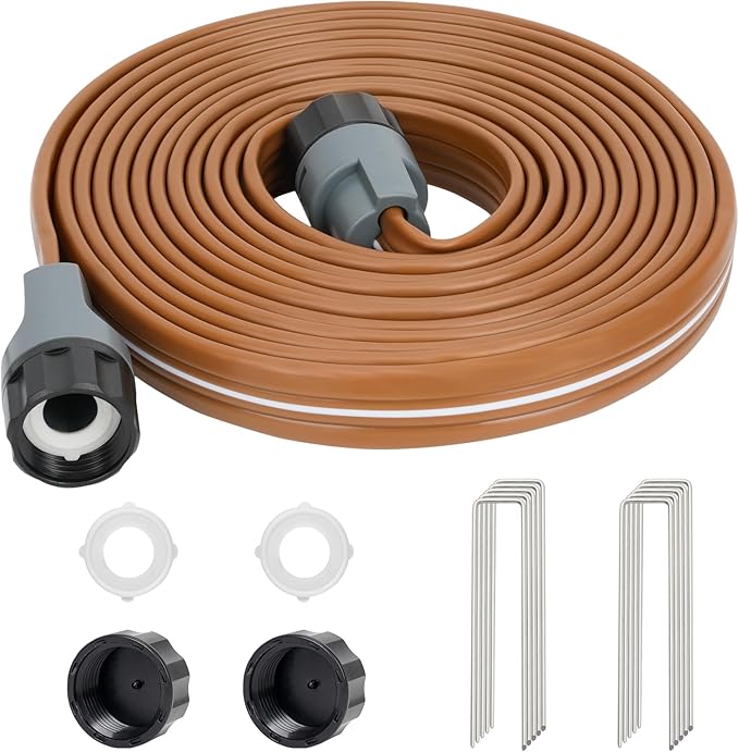 LINEX Sprinkler Soaker Hose 20 ft for Garden, Watering Hose with Holes, High-Efficiency Sprinklers System for Lawn and Garden with Staples