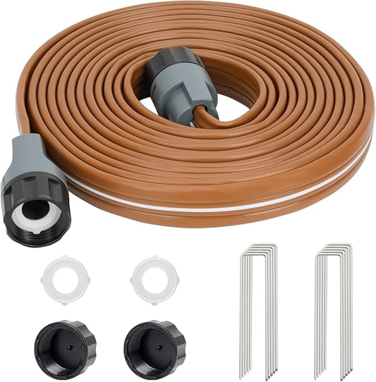 LINEX Sprinkler Soaker Hose 20 ft for Garden, Watering Hose with Holes, High-Efficiency Sprinklers System for Lawn and Garden with Staples