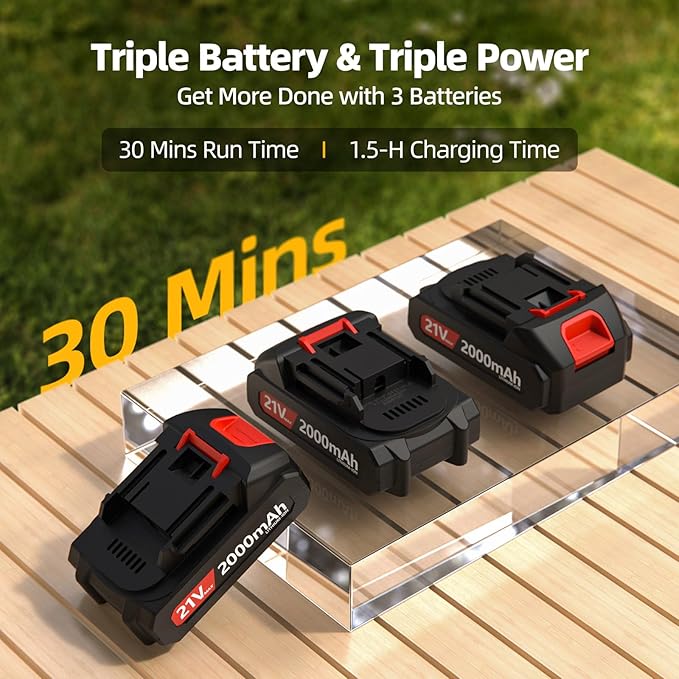 VASG Leaf Blower Cordless – Lightweight Handheld Electric Leaf Blower with Variable Speed, 21V 3×2.0Ah Batteries & Fast Charger for Effortless Lawn, Yard, Garden, Patio, Driveway & Leaf Cleanup