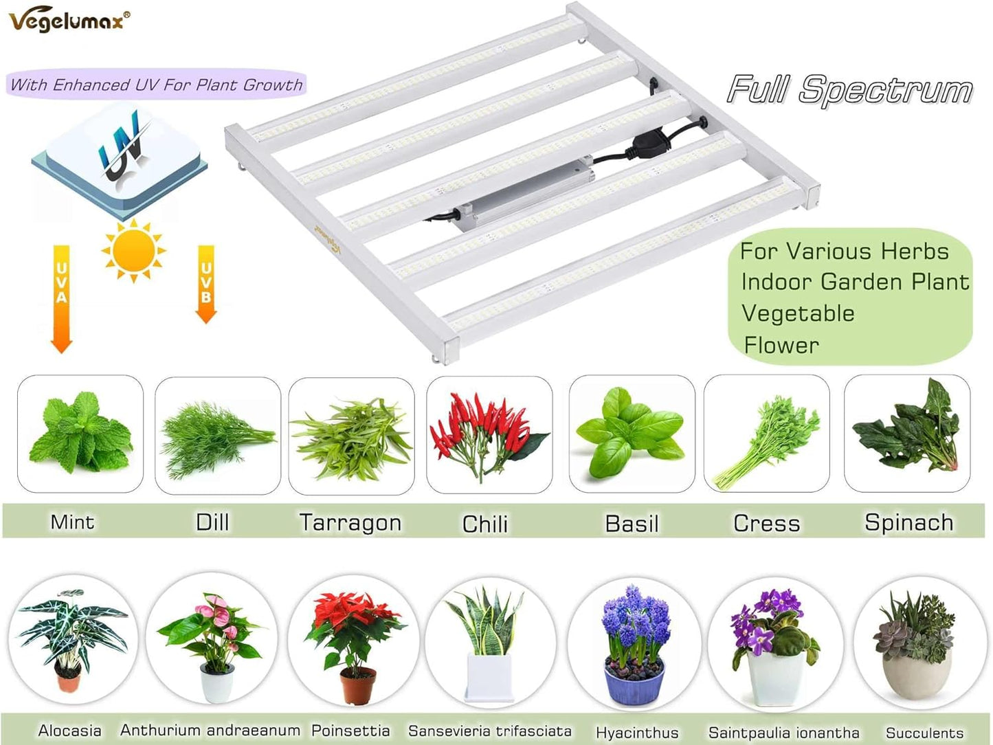 200Watt LED Grow Light 5 Bars with 780pcs Diodes,UV IR included,Full Spectrum Growing Lamp 100-277V Dimmable Driver,for Plant Seedling Growth Vertical Farming Veg Flower Bloom,4X4ft coverage