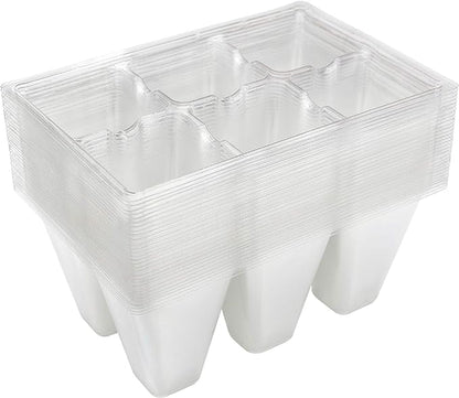 Gardzen 30 Pack 6-Cell Seed Starting Tray for Seedlings, Plant Starter Trays with Drainage Holes for Seed Germination, 5.4x3.7 inches, Clear