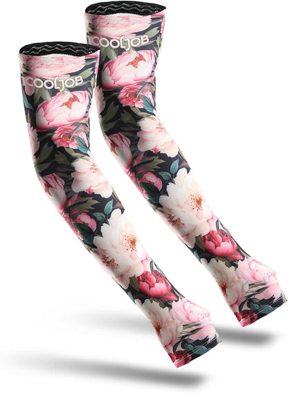 COOLJOB Gardening Sleeves UV Cooling Sun Protection Arm Cover for Women with Thumb Hole for Gardener, Farmer, Outdoor Sport