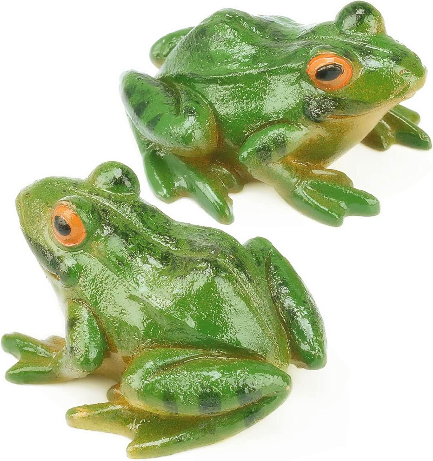 2 Pcs Frog Statues Miniature Simulation Small Animal Resin Sculpture Patio Lawn Yard Terrace Micro Landscape Fairy Garden Fish Tank Accessories Indoor and Outdoor Mini Decorative Ornaments (frog)