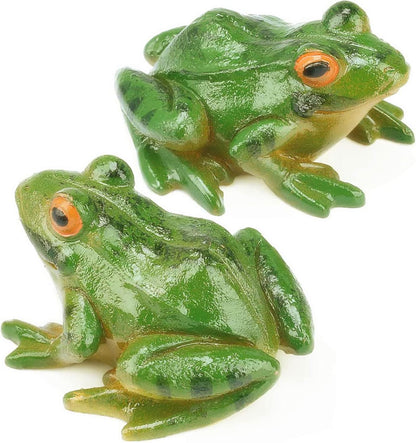 2 Pcs Frog Statues Miniature Simulation Small Animal Resin Sculpture Patio Lawn Yard Terrace Micro Landscape Fairy Garden Fish Tank Accessories Indoor and Outdoor Mini Decorative Ornaments (frog)