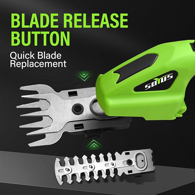 SOYUS Cordless Hedge Trimmer, 2-in-1 Handheld Hedge Trimmer, 7.2V Electric Grass Trimmer with Charger and Battery, Lightweight & Portable Grass Shear for Garden Yard Lawn