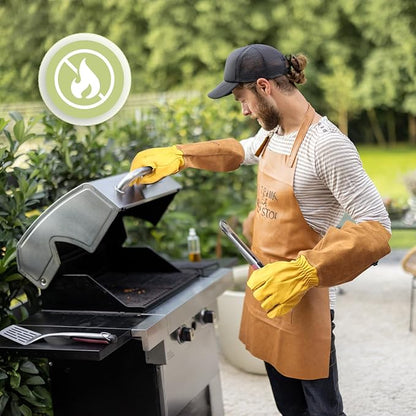 Long Gardening Gloves Women/Men Thorn Proof Rose Pruning Gauntlet Cactus Gloves Goatskin/Cowhide Garden Gloves(1 Pair)