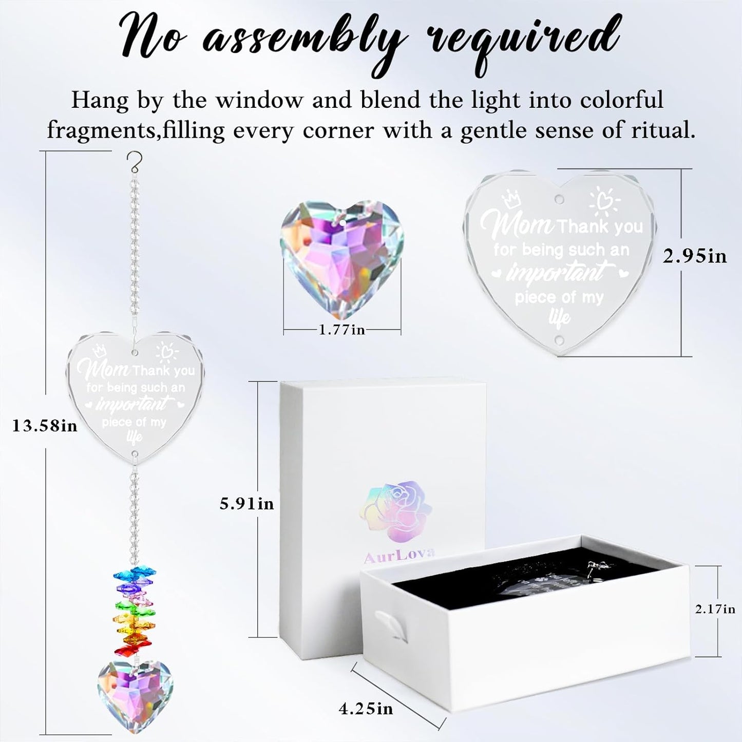 Gifts for Mom from Daughter and Son, Crystal Suncatcher Gift for Mother, Mom Gifts for Birthday Thanksgiving Christmas Mother's Day