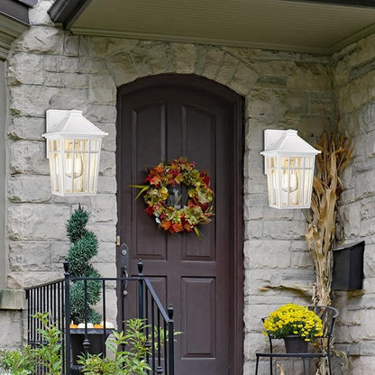 Darkaway Outdoor Sconce Lights Wall Light Fixtures, Front Porch Light Outdoor Wall Anti-Rust Waterproof Aluminum with Glass Exterior Light Fixture for Patio, Yard, Doorway, Garage(1 Pack, White)