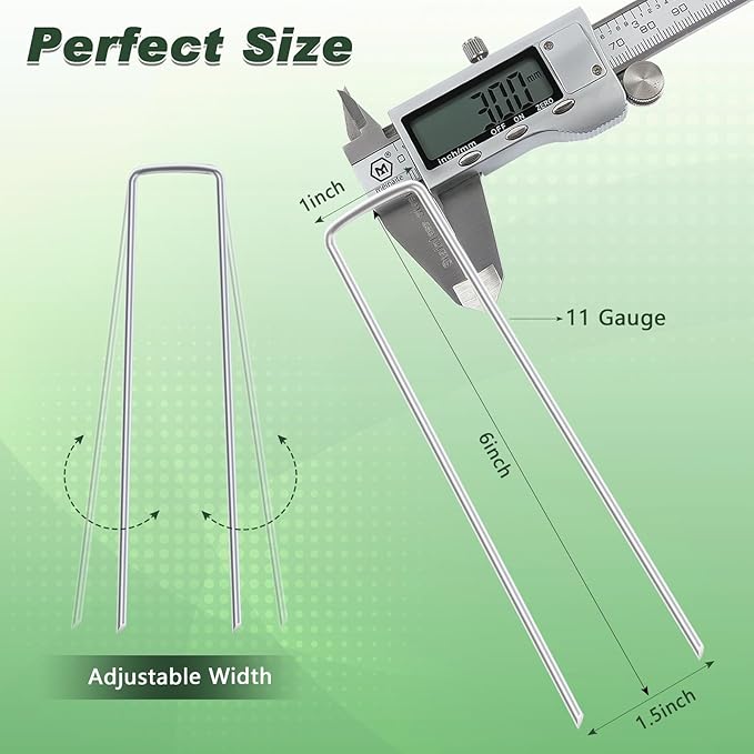 FEED GARDEN 6 Inch 50 Pack Hot-dip Galvanized Landscape Staples Plant Cover Stakes 11 Gauge Tent Stakes Garden Stakes Landscaping Fabric SOD Pins Yard Stakes for Decoration Weed Barrier Fabric