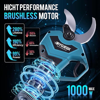 Electric Pruning Shears Cordless,1.6" Brushless Power Pruner with 2x2.0Ah Batteries,21V garden shears 2.5" Max Opening with LCD Display & 3 Pairs SK5 Blade for Tree Trimming,Branch Cutting