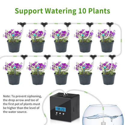 Automatic Watering System for Potted Plants - 10-Pot Indoor Plant Waterer with Timer, Leak-Proof Design & USB-C/Battery Power