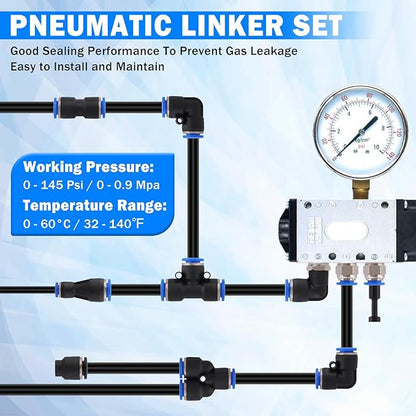 1/4" DOT Air Line with 24 Pcs Quick Connect Air Fittings Kit 50FT 1/4 DOT Air Lines with Push Lock Air Line Fittings Pneumatic Push to Connect Air Hose Fittings
