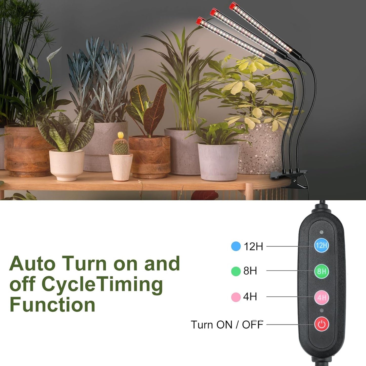 Gamechanger! 27W Power Home Plug, NOT 10W Adapter, FECiDA 3Head Clip Grow Lights for Seed Starting with Timer, Enough Bright Like Sun Full Spectrum Grow Lights for Indoor Plants, Bonsai, Seedlings