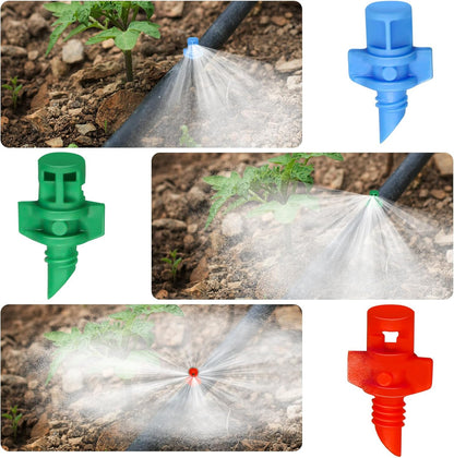 150Pcs Drip Irrigation Emitters, Micro Sprinkler Heads Misting Sprinkler Refraction Micro Sprayer Nozzles for Plants Lawn Water System (90/180/360 Degrees)