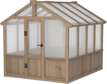 BlueWish 6x8FT Greenhouse, 6mm Polycarbonate Greenhouses with Cedar Frame, Wood Greenhouse with Adjustable Vent, Green House for Outside, Garden, Backyard