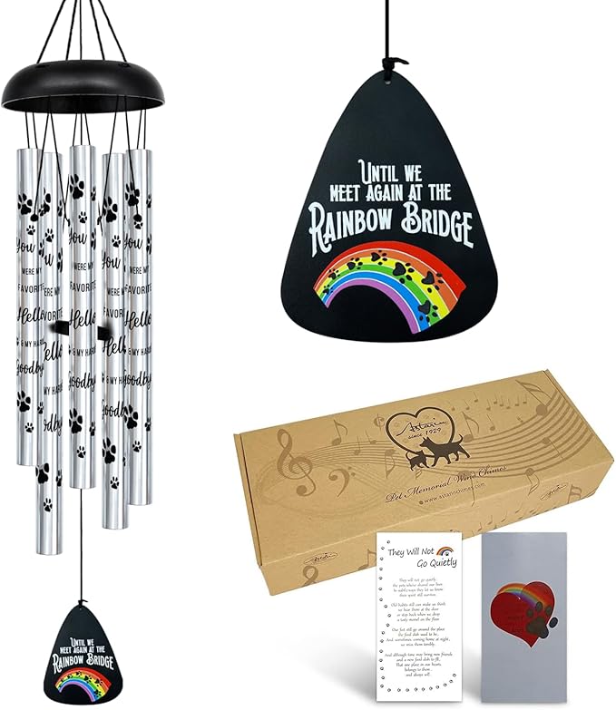 ASTARIN Pet Memorial Wind Chime, Wind Chimes for Loss of Dog, Pet Sympathy Gifts for Loss of Dog, Rainbow Bridge Bereavement Gift Wind Chime for Outside Indoor