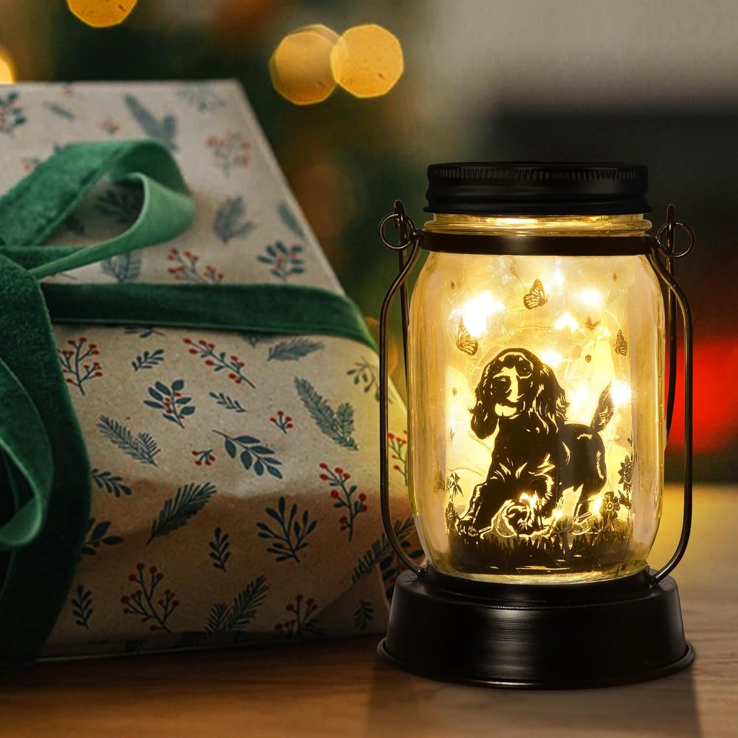 Cocker Spaniel Dog Gifts for Women/Men Cocker Spaniel Solar Lanterns Birthday Dog Lovers Lantern Pet Loss Dog Memorial Lights Solar Garden Decoration for Yard, Patio,Backyard,Porch Torches Light