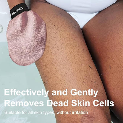 Korean Exfoliating Mitt, Exfoliating Glove, 3 Pack Viscose Fiber Body Scrub Gloves, Dead Skin Remover for Smoother Skin, Self-Tan Prep and Removal, Peach Pink Purple