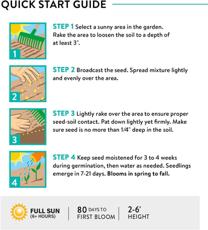 Burpee Wildflower Seeds Cutting Mix | 25,000 Bulk Seeds, Multi, 1 Bag | 15 Varieties of Non-GMO Flower Seeds | Perennial Wildflower Seeds Pollinator Mix | Covers 1,000 Sq. Ft.