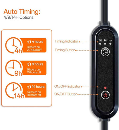 Bstrip Grow Lights for Indoor Plants, 4 Head Floor Grow Light Stand with Flexible Gooseneck, 3800K Full Spectrum Non-Dimmable Light for Plants Growing, 59" Tall Standing Grow Light with Smart Timer