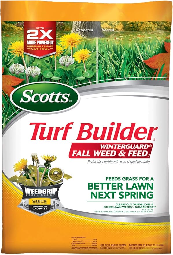 Scotts Turf Builder WinterGuard Fall Weed & Feed3, Weed Killer Plus Fall Fertilizer, 5,000 sq. ft., 14.29 lbs. (2-Pack)