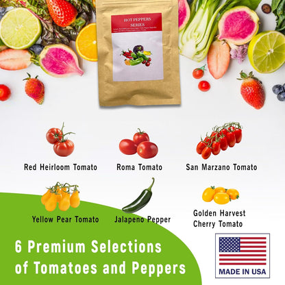 Heirloom Tomato Seed Pod Kit for AeroGarden, idoo, Ahopegarden, MUFGA with Red Heirloom/Golden Harvest Cherry Tomato, Roma/San Marzano/Yellow Pear Tomato - Compatible with All Hydroponics (7-Pod)