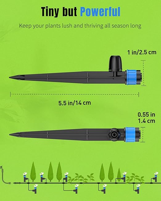 Pawfly 30 Pcs Drip Irrigation Emitters, Drip Emitters for 1/4" Drip Irrigation Tubing, Sprinkler Heads with Adjustable 360 Degree Water Flow, Garden Drippers for Plants Watering System