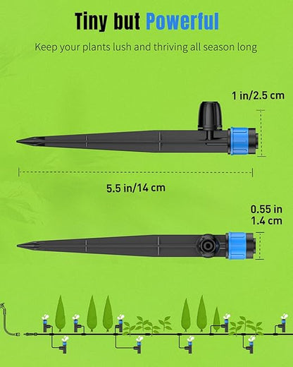 Pawfly 30 Pcs Drip Irrigation Emitters, Drip Emitters for 1/4" Drip Irrigation Tubing, Sprinkler Heads with Adjustable 360 Degree Water Flow, Garden Drippers for Plants Watering System