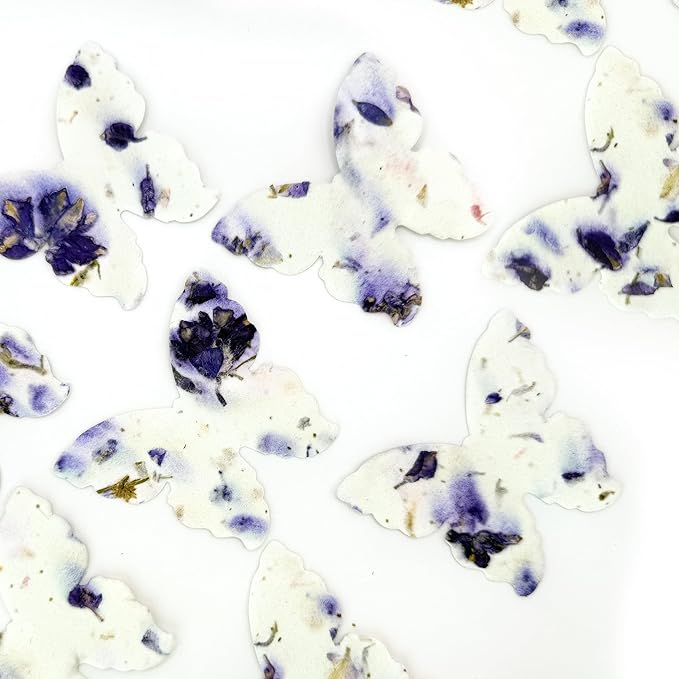 Butterfly Seed Paper – 50pcs Large Purple Plantable Wildflower, Writable & Plantable Gift for Moms, Plant Lover, & Teachers, Ideal for Weddings, Baby Shower, Memorial, & Celebrations