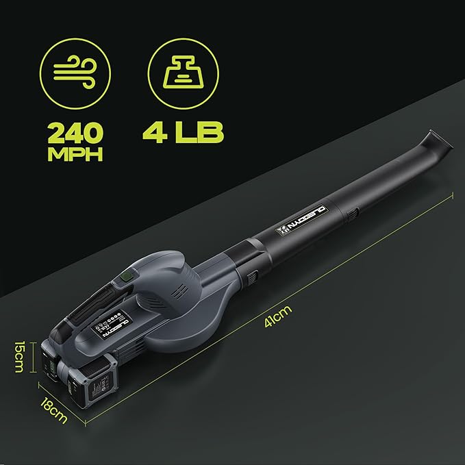 Battery Leaf Blower 550 CFM 240 MPH, Electric Leaf Blower Cordless with 2X 6000mAh Battery, Lightweight, High Power, Portability, Lawn Blower for Gardeners of All Abilities