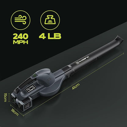 Battery Leaf Blower 550 CFM 240 MPH, Electric Leaf Blower Cordless with 2X 6000mAh Battery, Lightweight, High Power, Portability, Lawn Blower for Gardeners of All Abilities