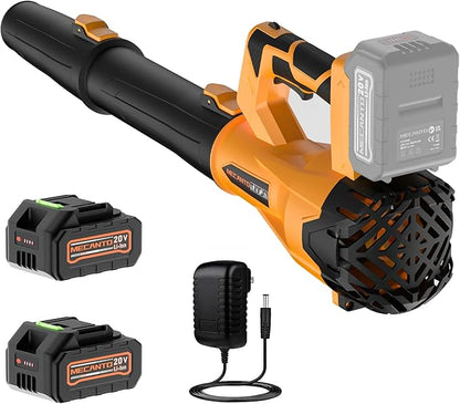 Leaf Blower Cordless, 650 CFM/170 MPH, 6-Speed Levels with 2 X 4.0Ah Handheld Battery Leaf Blower, Electric Blowers for Lawn Care, Garden, Yard (Yellow & 2 Battery)
