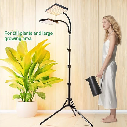 50W Standing Grow Lights for Indoor Plants, Seed Starting, Bonsai with Timer Auto On/Off, 5000 Lumen Enough Bright Like A Small Sun for Your Jungle, Daisy Chain Function, 40"-64" Height Adjustable