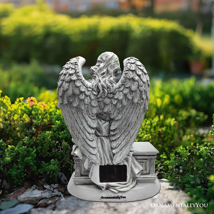 OrnamentallyYou Spring & Summer-Themed Garden Statues – Adorable Outdoor Decor for Lawn, Patio & Porch (Guardian Angel Reading Book Garden Statue, 10" Solar Powered Angelic Outdoor Figurine)