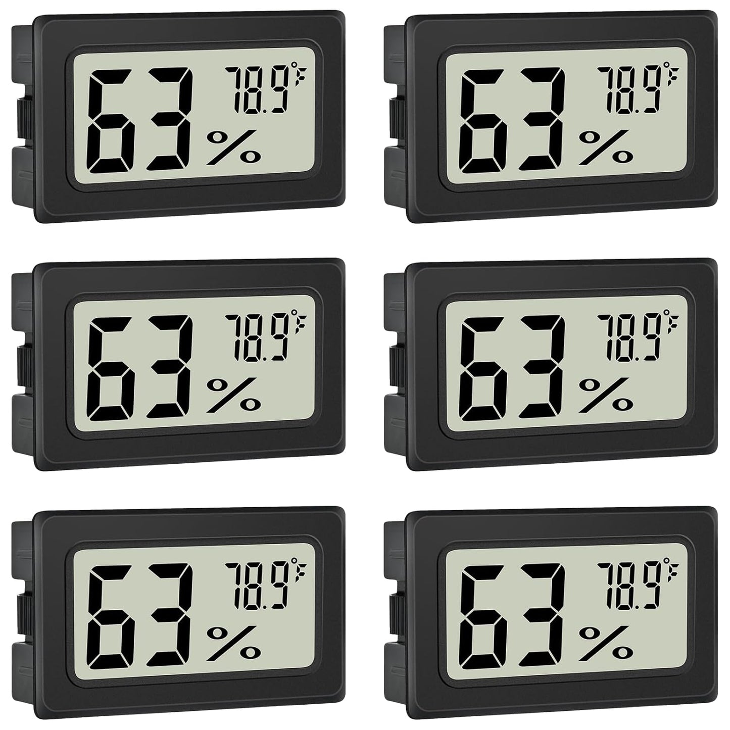 Humidity Meter Indoor Thermometer 6-Pack Mini Digital Thermometer Hygrometer Indoor Temperature Humidity Meters Gauge LCD Display Fahrenheit (℉) for Humidors, Greenhouse, Reptile Tank, Cellar, Closet