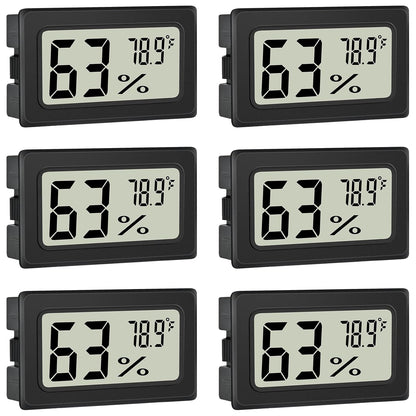 Humidity Meter Indoor Thermometer 6-Pack Mini Digital Thermometer Hygrometer Indoor Temperature Humidity Meters Gauge LCD Display Fahrenheit (℉) for Humidors, Greenhouse, Reptile Tank, Cellar, Closet