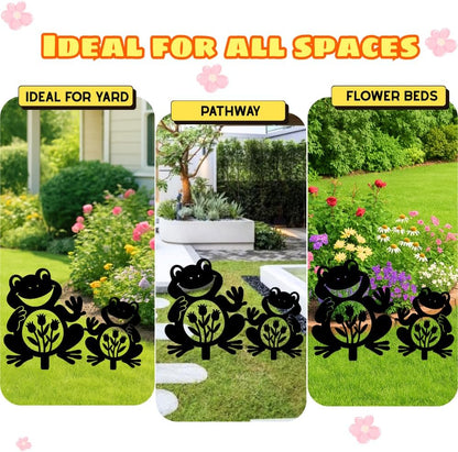 Personalized Frog Metal Garden Markers, Custom Frogs Gardening Stakes, Decorative Outdoor Yard Sign, Art Decor Gifts for Animal Lovers, Grandmother, Grandfather, Mom, Dad