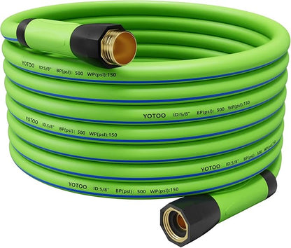 YOTOO Heavy Duty Hybrid Garden Hose 5/8-Inch by 50-Feet 150 PSI Water Hose, Kink Resistant, Flexible with Swivel Grip Handle and 3/4" GHT Solid Brass Fittings, Green+Blue