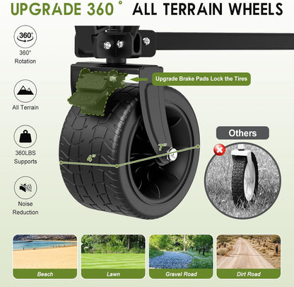 ZENPETIO 49" Collapsible Wagons Carts Foldable with Tailgate, 300L Heavy Duty Folding Wagon Cart with Big All-Terrain Beach Wheels, 360 LBS Capacity Portable Utility Wagon for Garden Outdoor Camping