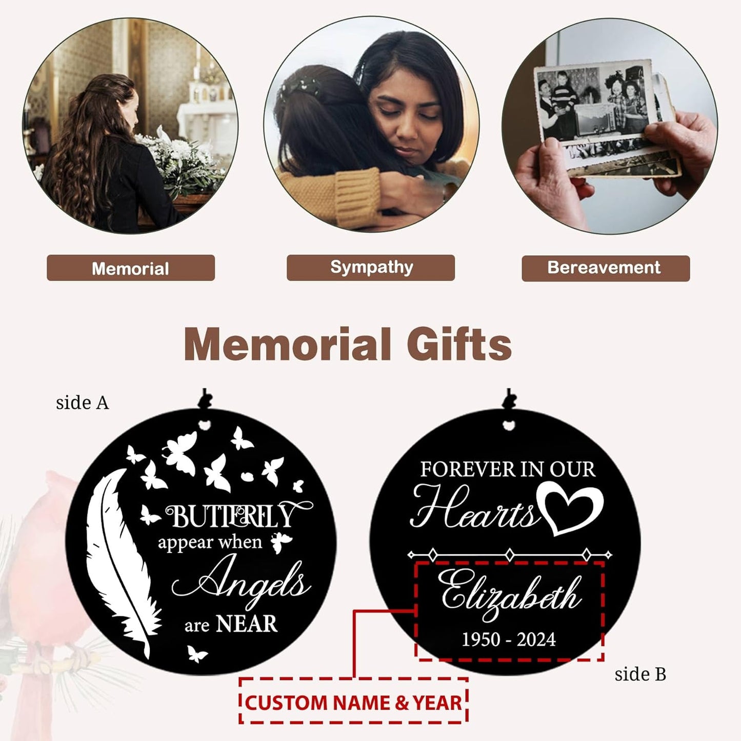 Personalized 36" Memorial Wind Chimes, Bereavement Gift to Honor a Loved One's Remembrance, Sympathy Gift for Loss of Mother Father Husband, for Outdoor Garden