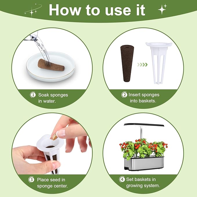79 PCS Hydroponic Indoor Seed Pods, Growing System Kit for Aerogarden & Other Brands - Seed Starter, Growing Herb Pods Kit with 24 Grow Sponges, 12 Baskets, 12 Domes, 30 Labels & 1 Tweezer