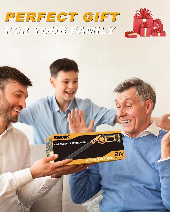 EWORK Small Leaf Blower Cordless 21V Mini Leaf Blower 200MPH with Battery and Fast Charger, Lightweight Electric Leaf Blowers, Compact Blower for Lawn Care, Jobsite, Patio Cleaning, Blowing Leaves