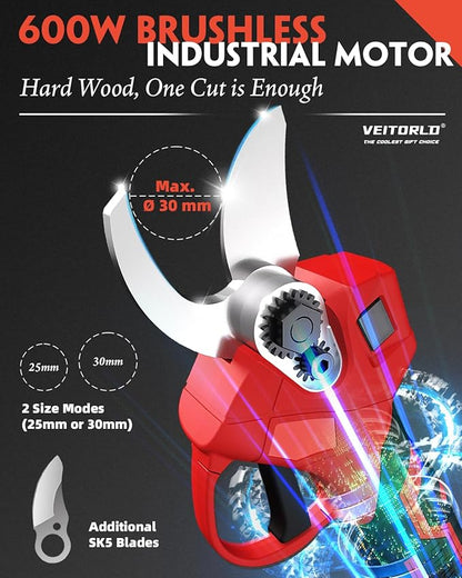 20V Electric Pruning Shears, Garden Shears, 30mm 1.2'' Cutting Diameter Portable Cordless Branch Cutter Tree Trimmer with LCD Display＆Replaceable Blade, Gifts for Men Dad Him Husband Christmas