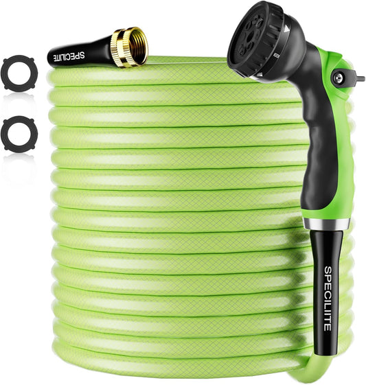 SPECILITE Flexible Garden Water Hose 150 Ft, Heavy Duty, Lightweight and Leak-Proof Pipe× 1/2 In, 3/4" Brass Swivel Fittings,Burst 600 PSI, Non-Expandable, Kink-Proof, For Car, Yard, Outdoor, Lawn