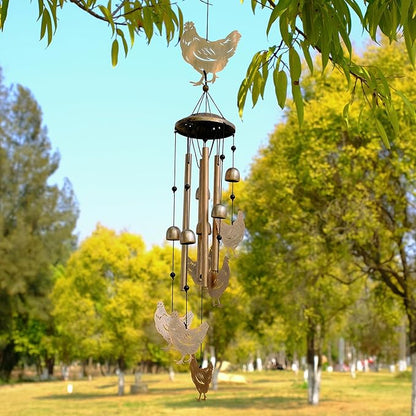 Chicken Wind Chimes for Outside, Metal Windchimes Outdoors, Chicken Gifts for Women/Men, Memorial/Birthday Gifts, Garden Decor for Outside, Patio or Yard, Durable Chimes for Outdoors